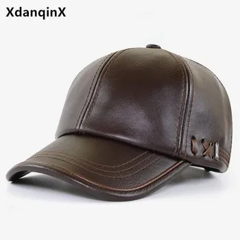 XdanqinX podzim zimní PU kůže hat nové sametové teplé baseballová čepice pro muže jednoduché sportovní čepice nastavitelná velikost pánské zimní čepice