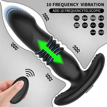Teleskopické Vibrační Butt Plug Bezdrátový Strkat Anální Vibrátor Dálkové Anální Vibrátor Prostaty Masér Sexuální Hračky pro Muže