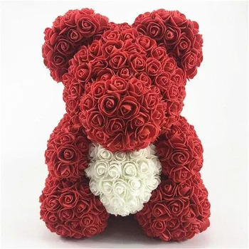 25cm Růže Medvěd Přítelkyní Výročí, Vánoce, Valentýn Dárek Dárek k Narozeninám Pro Svatební Party Umělé Květiny