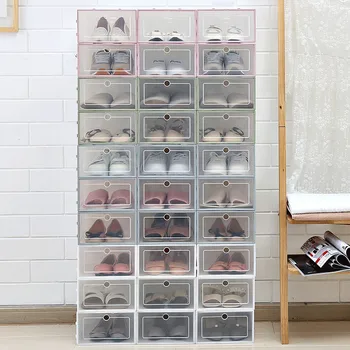 1ks Ženy/Muži DIY Skládací Krabice od bot Véčko Boty Úložný Box Transparentní Boty Uspořádat Barevné Plastové Dokončovací Box botník