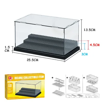 Transparentní Akrylové Displej Box Model Black Displej Případ Prachotěsný Podstavec Stavební Blok Skladování Show Box Hračky Děti Dárek