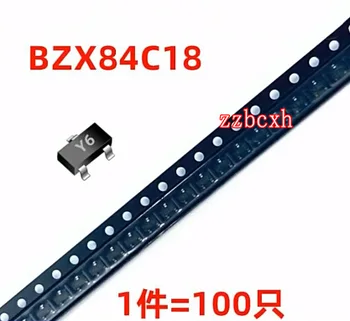 100KS/LOT Nový, Originální BZX84-C18 BZX84 SOT23 18V Y6