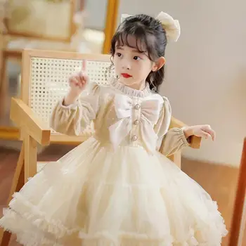 Elegantní dívčí společenské Šaty na Jaro, Podzim Děti Princezna Kostýmy Teenagery dětské Oblečení plesové Šaty 3-8 Let, 2 Barvy