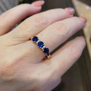 585 fialové zlato 14K růžové zlato vykládané crystal sapphire zásnubní prsteny pro ženy, Japonský a korejský styl high-end šperky