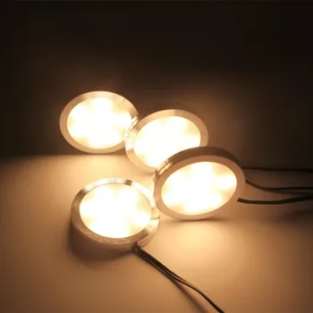 Doprava zdarma 4ks Stmívatelné LED Downlight Kabinetu Světlo Žárovka Lampa Bezdrátové Dálkové Ovládání Kuchyňské lince Šatna Osvětlení