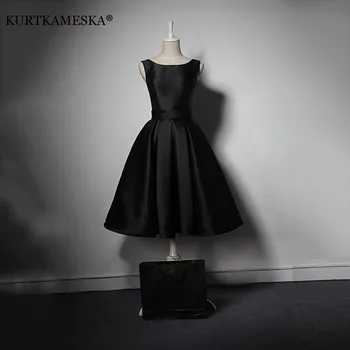 Sexy s hlubokým Výstřihem Černé Večerní Šaty Elegantní Svatební Party Mini Letní Šaty pro Ženy 2022 Bow-tie Ples Hodnocení Narozeniny estidos
