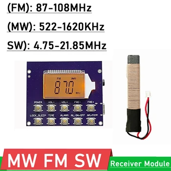 Full-band MW FM SW Rádio Přijímač Modul krátké vlny střední vlny, Digitální Hodiny, LCD Displej, rádio kampusu Vysílání frekvence