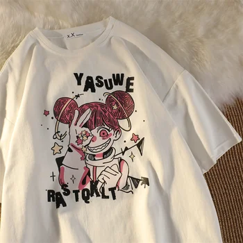2022 Módní Dámské Tričko Y2k Harajuku Kawaii Japonských Anime Grafický Tisk T Košile Letní Ležérní Tričko Streetwear Topy