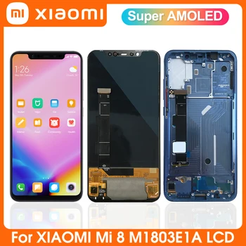 Super AMOLED Pro Xiaomi Mi 8 LCD Displej Pro Xiaomi Mi8 Touch Screen Digitizer Screen Opravy s Rámem M1803E1A ScreenReplace