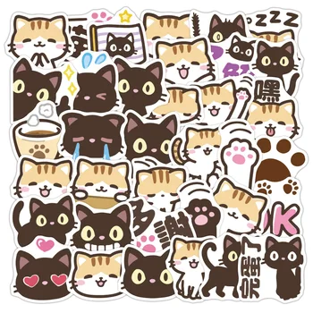 40pcs Černá Kočka Nálepka Cartoon Cute Kitten Nálepka Mobilní Telefon, Notebook, Kytara, Skateboard Nálepka Anime Samolepky Sticker Pack