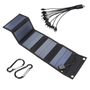 15W Skládací Solární Panel USB Solární Buňky Venkovní Přenosný Solární Mobilní Power Telefon Baterie Nabíječka 1 až 10 Telefon Nabíjecí Kabel