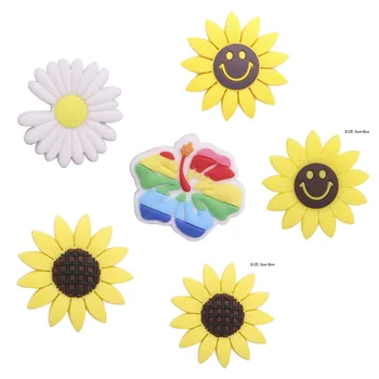 Kvalitní 1ks PVC Boty Přívěsky Květiny Slunečnice Daisy Příslušenství Děti Boty Ornament Fit Croc Jibz DIY Strana Dárek