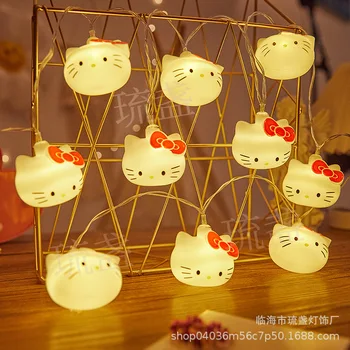 Roztomilé Anime Sanrio Hello Kitty Kt Kočka Údaje Kreslená Postavička Svítící Model Hračka Vánoční Strom Dekorace Děti Vánoční Dárky