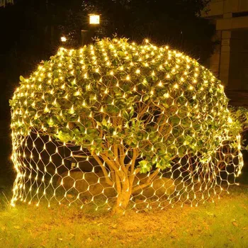 6mx4m 3x2m LED Víla Řetězec Net Světla Vánoční Strom Věnec Vánoční Zahradní Terasa DIY Svatební Výzdobu Opony Světlo EU/US/Solární