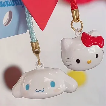 Kawaii Hello Kitty Cinnamoroll Keramické Zvuk Vody Bell Klíčenka Sanrioed Anime Dívka Srdce Mobilní Telefon Přívěsek Batoh Přívěsek