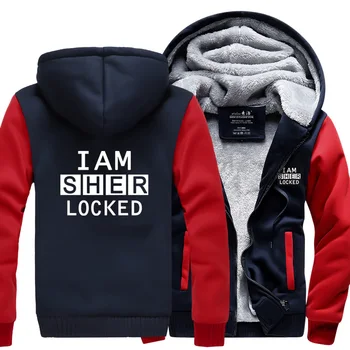 pro fanoušky Sherlocka Mikiny Muži vtipné pánské mikiny s kapucí I Am Sher Locked 2019 zimní zahustit fleece mikiny mužů kabát legrační bunda