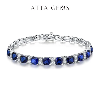 ATTAGEMS 925 Stříbrné Šperky Originální Vytvořil Modrý Spinel Náramek 1.0 CT Tenisové Náramky Pro Ženy, Luxusní Dárek, Svatební Autentické