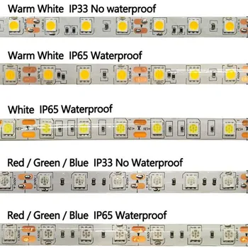 5V 12v 24v 5050 LED Strip 60LEDs120LEDs/M DC5 12V Flexibilní LED Světlo Teplé Svatodušní /Bílá 5m/Lot