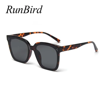 RunBird Korejský Styl Pánské Nadrozměrné Náměstí Sluneční Brýle Tr90 Rám Ženy, Sluneční Brýle Black Leopard 2020 Letní Uv400 5470