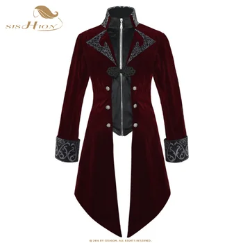 SISHION Muži Středověké Viktoriánské Kostým Tuxedo Gentlema Frak VD2889 Gotické Steampunk Příkop Vintage Šaty, Oblečení Kabát pro Muže