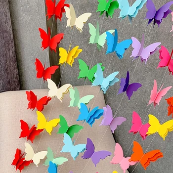 2,8 M 20ks 3D Papír Butterfly Věnec Visí Banner DIY Závěs Pro Svatbu, Narozeniny, Party Dekorace Děti Baby Sprcha Dodávky