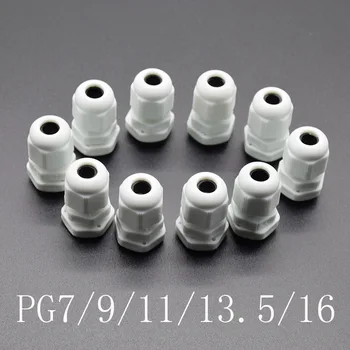 10ks IP68 bílá PG7 PG9 PG11 PG13.5 PG16 pro 3-6.5 mm-14mm Drát Kabel CE Nepromokavý Nylon Plastové Kabelové Průchodky Konektor
