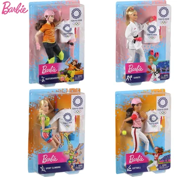 Barbie Olympijské Hry Tokio 2020 Bunda Sportovní Lezce/Skateboardista/Softball/Karate Panenka s Jednotným Hračka Dívka Dárek k narozeninám GJL73