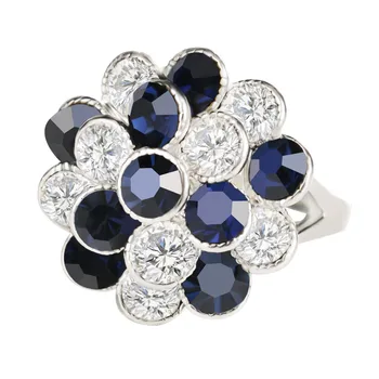 2021 Módní Echte Čisté Retro Květinové Prsteny Prsteny pro Ženy Anillos Stříbrná Barva Peridot Šperky Prsteny Anel Bague Femme