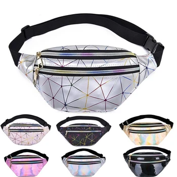 Holografické Pasu Taška pro Ženy Třpytky Vodotěsné Fanny Pack Geometrické Belt Bag Módní Laser Pasu Pack Mobil Pouzdro Hrudi Taška