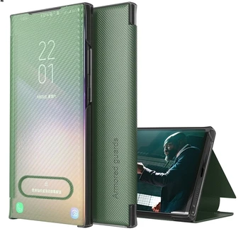 Slim Smart Uhlíkových Vláken Flip Telefon Pouzdro Pro Samsung Galaxy Note 20 Ultra M31 M21 M30S A50 A12 M12 A22 A32 5G A51 A52 A71 Kryt
