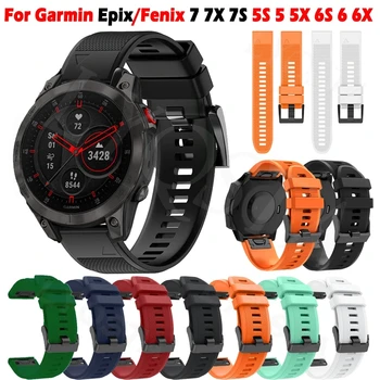 26 20 22MM Watchband Pro Garmin Fenix 7 7X 7S 5S 5 5X Plus 6S 6 6X Pro 3 HR Silikonové Rychlé Uvolnění Easyfit Smartwatch Kapela Popruh