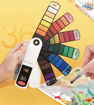 Solidní Akvarel Barvy Nastavit 24/36/42 Barvy FoldableTravel Pocket Kit s Kartáč na Umělce Začínající Studenty, Venkovní Malování