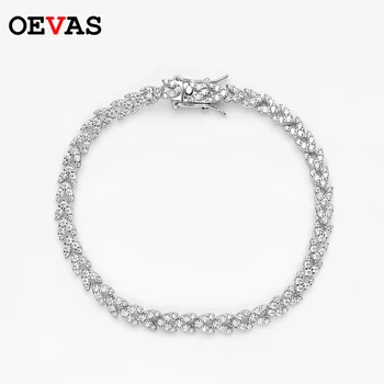 OEVAS 100% 925 Sterling Silver Šumivé Vysokým obsahem Uhlíku Diamant Pšenice Uši Náramek Pro Ženy Zásnubní Svatební Party Jemné Šperky