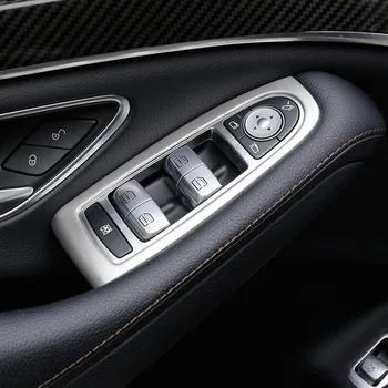 Okenní Sklo Zvedací Tlačítka Kryt Střihu Pro Mercedes Benz S class W222 2014-2017 LHD z Nerezové Oceli, Dveře Auta, Loketní opěrka Panel Trim