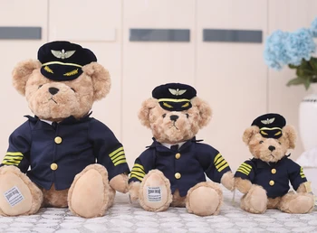 1ks 20 cm 25 cm 30 cm kreslený letadlo kapitán teddy bear plyšová panenka novinka kreativní plyšová hračka chlapec, dívka, dárek pro děti