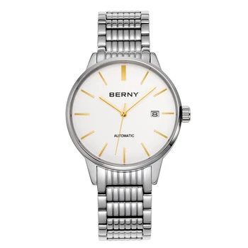 BERNY 5ATM Automatické Hodinky pro Muže Mechanické Náramkové hodinky Luxusní Značky Male Hodiny Safír z Nerezové Oceli Pánské Hodinky 38mm