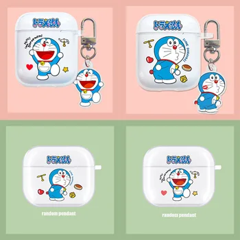 Roztomilé Doraemon Vhodné pro Airpods Pro Ochranné Pouzdro Silikonové 1/2 Modré Tuku Bezdrátová Sluchátka Shell Doraemon s Přívěskem