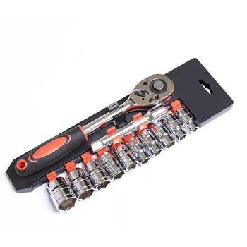 12ks 1/4 3/8 1/2 Palce Ratchet Socket Wrench Set Multi-funkce Klíč Kolo, Motocykl, Auto Opravy Nástroj Sady
