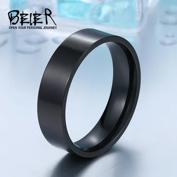 Beier 316L Nerezové Oceli ring Módní Šperky Jednoduchý Punk Pure black Hot Prodej snubních Prstenů LLBR-R009R