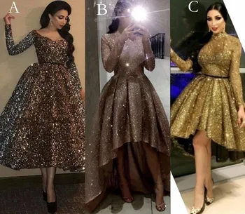 Večer Celebrity Ples Plesové Šaty Šaty 2021 Ženy Party Večer Krátké Elegantní Plus Velikosti Arabské Dubaji Zlatých Formální Šaty