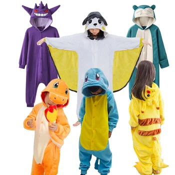 Gengar Snorlax Kostým Pro Děti Oblečení Pokemon Pika Cosplay Kigurumis Dítě Plné Tělo Pijama Vánoční Anime Jeden Kus Pyžama