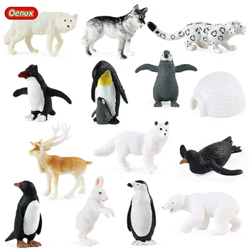 Oenux Polar Ocean Zvířat Akční Obrázek Miniaturní Sealife Arctic Hare Tučňák, Medvěd, Jelen, Vlk Model Figurky, Děti, Vzdělávání Hračka