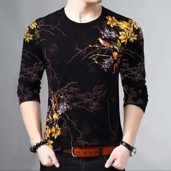 Nová pánská móda dlouhý rukáv T-shirt 3D tištěné osobnost trend styl pánské oblečení mladých a středního věku oblečení M - 4XL