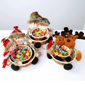 Veselé Vánoce Candy, Úložný Koš, Vánoční Dekorace Elk Sněhulák Santa Ovocný Koš Potravin Držitel Party Dodávky Děti Dárek