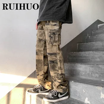 RUIHUO Camo Cargo Kalhoty Muži Oblečení Módní Čínské Velikost 2XL Streetwear Muži Kalhoty Kamufláž Cargo Kalhoty 2022 Nové Příjezdy