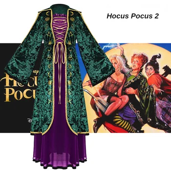 Film Hocus Pocus 2 Cosplay Kostým Šaty Čarodějnice Jsou Šílené Středověké Dlouhé Šaty Halloween Party Šaty pro Dívky Princezna Šaty