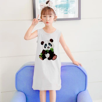 Letní Šaty Dívka Tištěné Posádky Krku Dívky Šaty Panda Kawaii Módní Šaty Narozenin Holčičky Šaty Ležérní Harajuku