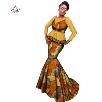 Africký styl Podzimní Oblečení Dámy 2021 dlouhý rukáv set dvou kusů módní africké oblečení pro ženy plus tradiční WY2350