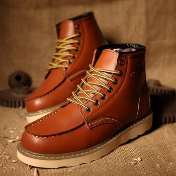 2022 Hot Prodej Podzim Retro hovězí Kůže Boty Muži Kotníkové boty Pohodlné Prodyšné Vycházkové Práce Zimní Muže Boty botas hombre