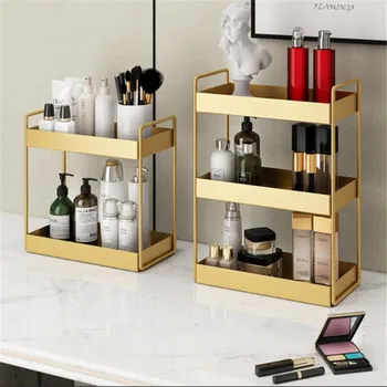 Kosmetické Skladování Kovové Make-up Organizátor Box Double layer Stojan Multifunkčního Koupelna Ložnice Obývací Pokoj na oblečení